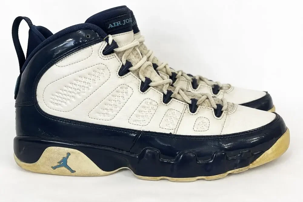 Nike Air Jordan 9 Retro GS UNC White Midnight Navy Youth 6.5Y 302359-145 Shoes